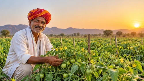 Golden hr farmer with tomato crop